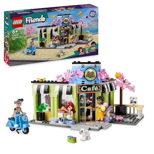 LEGO Friends Heartlake City Café Toy for Kids, Bakery Building Set, Birthday Gift Idea for 6 Plus Year Old Girls and Boys, with 3 Mini-Dolls and a Dog Figure 42618 - Image 1