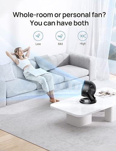 Dreo Fan for Bedroom, 12 Inches, 70ft Powerful Airflow, 28db Quiet Table Air Circulator Fans for Whole Room, 120° Adjustable Tilt, 3 Speeds, Desktop Fan for Home, Office, Kitchen thumbnail 4