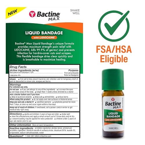 Bactine Max Pain Relieving Antiseptic Spray with Lidocaine, First Aid Pain + Itch Relief, No-Sting, Kills 99% of Germs*, 5oz thumbnail 7