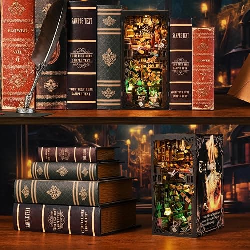 ETKVR Book Nook Kit - DIY Miniature House Dollhouse Kit 3D Puzzles for Adults, Gifts for Family and Friends Bookshelf Decor Tiny House Model Build with Dust Cover thumbnail 6