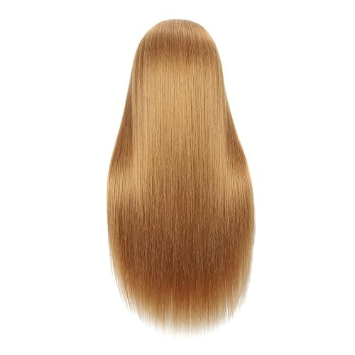 EVATEC 30 inches Long Blonde 80% Real Human Hair Mannequin Head with Stand for Braiding Styling Updos Curling Cutting Practice Cosmetology Training Display with Stand thumbnail 3