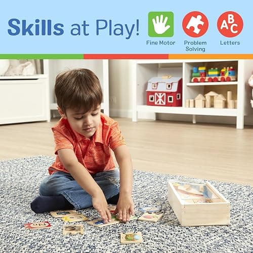 Melissa & Doug Self-Correcting Alphabet Puzzle (52 pcs) with Toy Storage Box, Wooden ABC Puzzles for Toddlers & Preschoolers, Montessori Learning Toys for Girls & Boys 4+ thumbnail 5