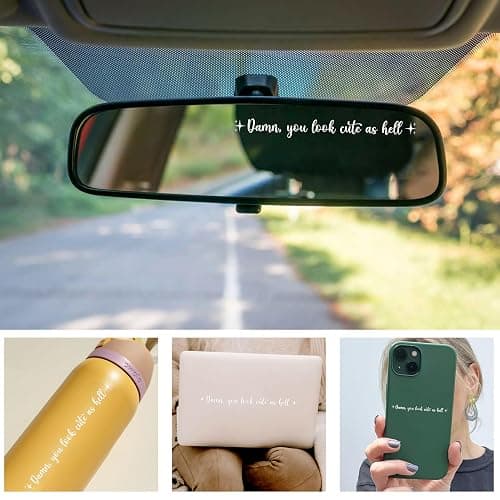 Set 3Pcs You Look Cute As Hell Rearview Mirror Decal Funny Saying, Inspiration, Selflove Stickers Water Bottle Laptop StickerVinyl Waterproof 4x0.2 Inches Car Decal Gift for Girl Mom Dad Friend thumbnail 5