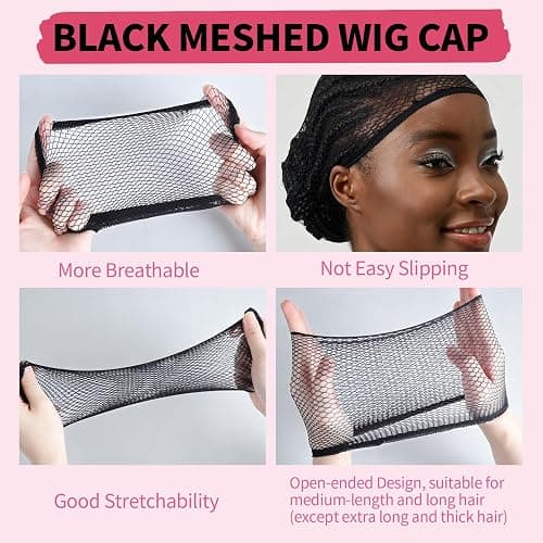 FANDAMEI 12PCS Wig Cap, Black Wig Cap, Wig Caps For Women, Hair Net For Wig | Stretchy Nylon Wig Cap, 8 PCS Closed-ended Wig Caps, 4 PCS Open-ended Mesh Wig Cap, Stocking Caps For Wigs, Stocking Cap thumbnail 5