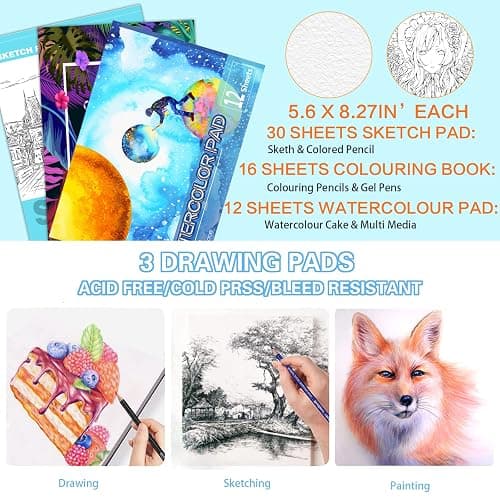 Efimeso 83 Colouring Pencil Set, Drawing & Sketching Pencils with Charcoal & Graphite, Art Supplies for Adults thumbnail 3