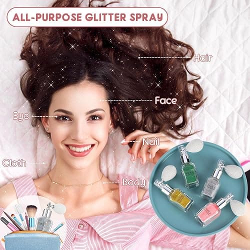SIGHTOR Body Glitter Spray 30ML Shiny Spray for Body Hair Face Clothing | Sliver Body Shimmer Glitter Loose Sparkle Makeup for Body Highlighter thumbnail 4