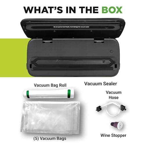 NutriChef Automatic Food Vacuum Sealer, Electric Air Sealing Preserver System for Dry and Moist Foods, LED Control, Strong Suction, Includes Bags, Wine Stopper Cork, and Air Suction Hose, 14”x6”x3” thumbnail 7