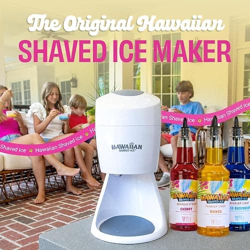 Hawaiian Shaved Ice S900A Snow Cone and Shaved Ice Machine with 2 Reusable Plastic Ice Mold Cups, Non-slip Mat, Instruction Manual, 1-year Manufacturer’s Warranty, 120V, White thumbnail 2