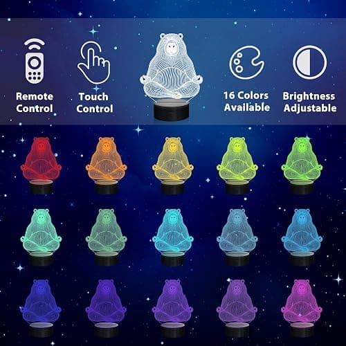 Ammonite Yoga Capybara Night Light, Meditating Capybara 3D lamp 16 Color Changing with Remote Control and Timer, Room Decor Lights Birthday Xmas Gifts for Kids Adults thumbnail 3