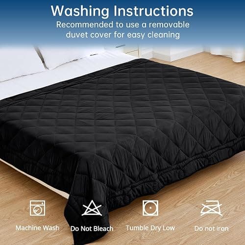 OMYSTYLE Weighted Blanket for Adults (30lbs, 88''x104'') - King Size Heavy Throw Blanket, Breathable and Cooling Microfiber Material with Premium Glass Bead for All Season Use, Machine Washable, Black thumbnail 7