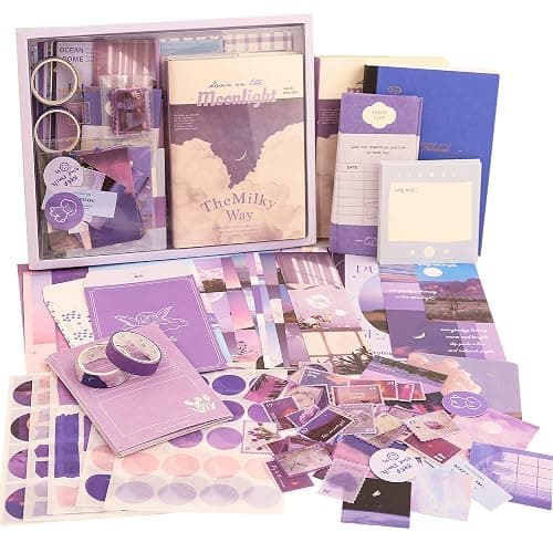 348 Pcs Scrapbooking Supplies Kit, Vintage Aesthetic Scrapbook Kit for Bullet Junk Journal, Stationery, A6 Grid Notebook, DIY Journaling Supplies, Birthday Craft Gift for Teen Girl Kid Women thumbnail 9