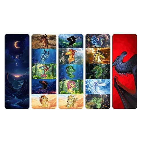 20 pcs Wings of Fire Bookmarks - from Wings of Fire Book 1-15 Author Tui Sutherland Bookmark Merchandise for Double-Sided, Durable, Waterproof Bookmark as Party Favor, Student Rewards thumbnail 6