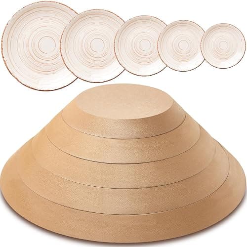 Sunnychicc 5 Pcs Round Pottery Molds for Handbuilding,6.14-10.87 Inch | Ceramic Plate Molds, Wooden Pottery Forms for Clay, Non-stick & Stackable, Slump Templates Tools for Crafts DIY Supplies - Image 1