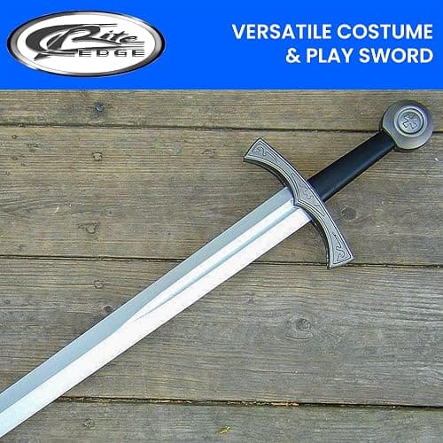 X-Forge 28” Latex Excalibur LARP Sword – Black & Silver Latex Sword for Adult Medieval Cosplay Prop, Costume Accessory for LARP, Halloween & Theatrical Use thumbnail 4