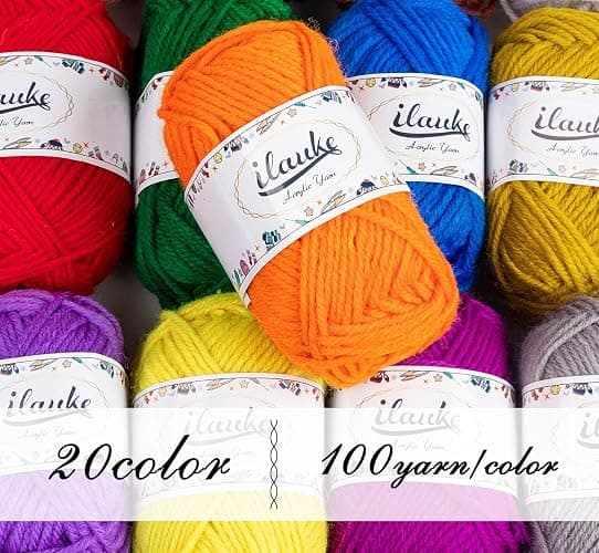 ilauke Häkelgarn 20 Farben * 30g Handstrickgarne Acryl Wolle Zum Stricken, Häkelnwoll und Kunsthandwerk, Wolle zum Häkeln für DIY-Häkelprojekt thumbnail 5