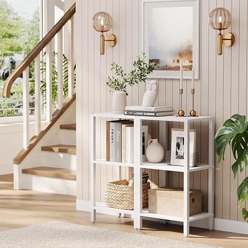 TUTOTAK Bookshelf, 6-Tier Tall Book Shelf, Narrow Bookcase for Small Space, DIY Stackable Bookshelf, for Living Room, Office, Study, Entryway, Industrial, White BS01BW006 thumbnail 5