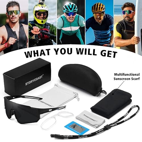 STORYCOAST Polarized Sports Sunglasses for Men Women,Driving Fishing Cycling Mountain Bike Sunglasses UV400 Protection thumbnail 7