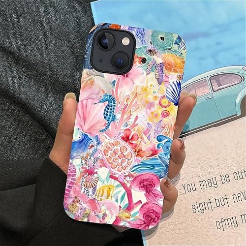 DAIZAG Phone Case Compatible with iPhone 13/14,Pink Sea Creature Turtle Mixed 2 Layer Soft Silicone+Hard PC Ddouble Protection Ultra-Thin Phone Case for iPhone 13/14 thumbnail 6