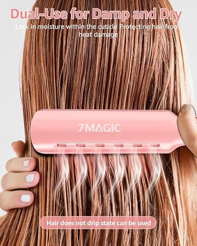 7MAGIC 1.7" Wide Hair Straightener, Nano Titanium Flat Iron for Wet & Dry Hair, Flat Iron Hair Straightener with 5 Temp, MCH Fast Straightening Iron, Hair Iron with Dual Voltage, Pink thumbnail 7