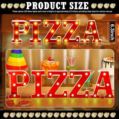 Aurelema Pizza 6.3" Light up Letters Sign Party Decorations Battery Powered Marquee Lighted Sign LED Alphabet Letter Lights for Christmas Night Party Birthday Home Tabletop Decor Supplies Xmas Gift thumbnail 2
