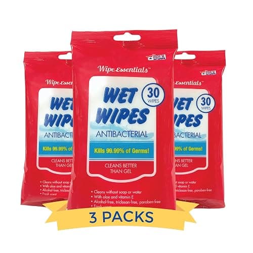 WipeEssentials Hand Sanitizer Hand Wipes for Adults and Kids - 90 wipes - 3 Packs of 30ct Hand Sanitizing Wipes, Travel Essentials - Image 1