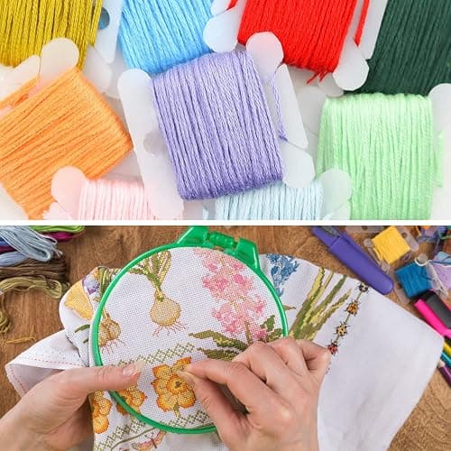 VICOVI 200 Skeins Embroidery Floss and 30 Skeins White & Black Embroidery Thread for Friendship Bracelet String Cross Stitch DIY String Art with 20 PCS Floss Bobbins thumbnail 5