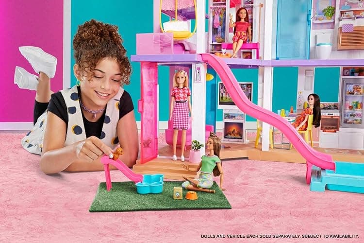 Barbie Dreamhouse (3.75-ft) 3-Story Dollhouse Playset with Pool & Slide, Party Room, Elevator, Puppy Play Area, Customizable Lights & Sounds, 75+ Pieces, Gift for 3 to 7 Year Olds (Amazon Exclusive) thumbnail 2