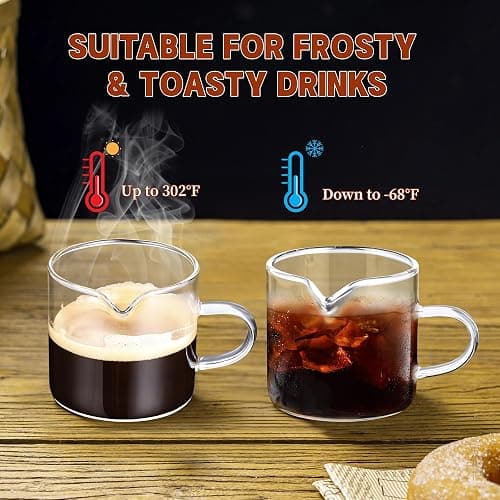 Gulex Espresso Cups, Glass Coffee Espresso Cups with Pour Spout, 4.3 oz, Clear, Set of 2 (Set of 2) thumbnail 5