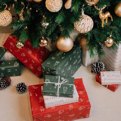 Beautiful Christmas Gift Wrapping Paper Rolls For Small & Medium Size Gifts - Set of 3 Quality Paper Rolls With Cute Designs - Add a Touch of Magic to Every Gift You Wrap - 17 in x 120 in Per Roll thumbnail 4