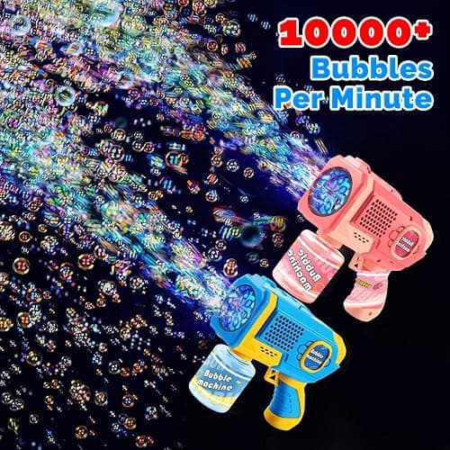EagleStone 2 Pack Bubble Gun Machine for Kids, Automatic Light Up Bubble Blower with 4 Bottles 10 Bags Refill Solution, Bubble Guns Blaster for Toddlers, Outdoor Toys Gifts, Wedding Easter Party Favor thumbnail 3