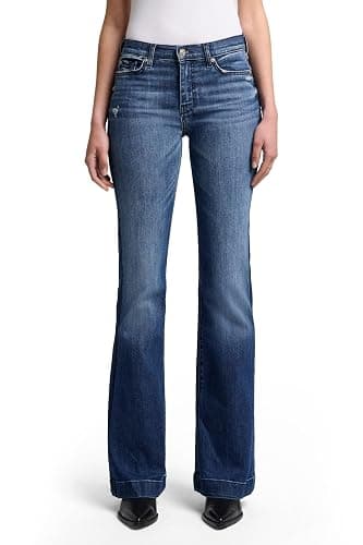 7 For All Mankind Womens Women's Tailorless Dojo Regular Fit Flared Jeans - Image 1