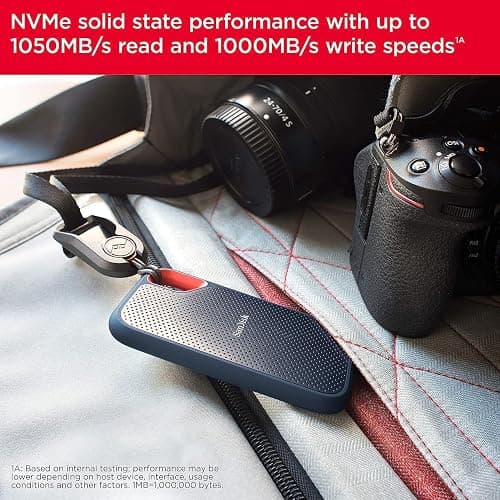 SanDisk 1TB Extreme Portable SSD - Up to 1050MB/s, USB-C, USB 3.2 Gen 2, IP65 Water and Dust Resistance, Updated Firmware - External Solid State Drive - SDSSDE61-1T00-G25 thumbnail 4