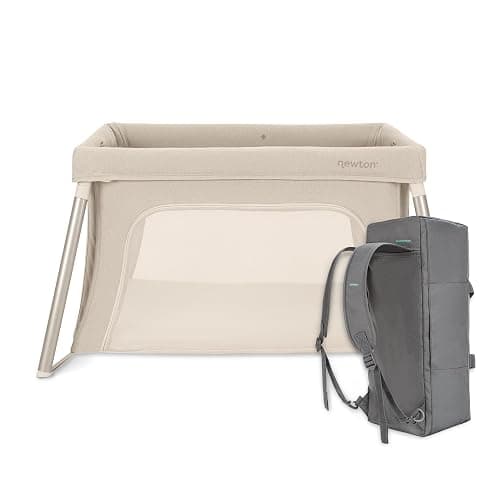 Newton Baby Compact Travel Crib & Play Yard | Breathable & Washable Mattress, Foldable Carry-On Size, Backpack Straps, Newton Bassinet Attachment NOT Compatible - Sand - Image 1