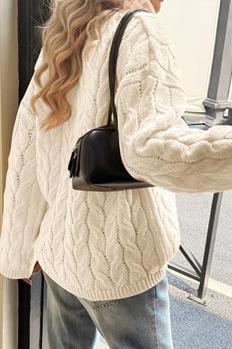 Cicy Bell Womens Oversized Cable Knit Sweaters Long Sleeve Chunky Pullover | Fall Clothes, Casual Trendy, Crewneck, Loose Fit, Pullover Tops, Winter Warm thumbnail 4