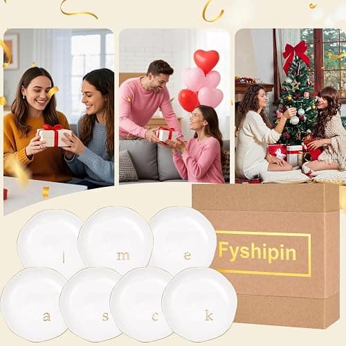 Fyshipin Ceramic Jewelry Tray,Decorative Trinket Dish for Room Decor,Birthday Valentine's Day Mother's Day Graduation Christmas Personalized Gift for Women, 4.75", Gold Rim,Engraved Initial m thumbnail 7