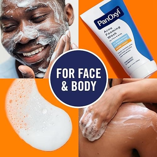 PanOxyl 10% Benzoyl Peroxide Acne Foaming Wash, Maximum Strength, Daily Acne-Fighting Face & Body Cleanser, Face Wash to Clear, Treat and Prevent Acne Pimples and Stubborn Breakouts, 5.5 Oz, Pack of 2 thumbnail 4