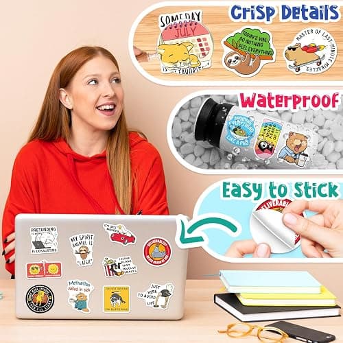 zheyistep 200PCS Funny Procrastination Stickers, Meme Stickers for Adults, Sarcastic Quote Vinyl Sticker Pack for Laptop Water Bottle Phone Case Journal Helmet thumbnail 4