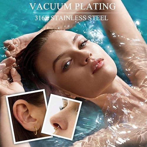 Gold Surgical Steel Nose Ring Set thumbnail 3
