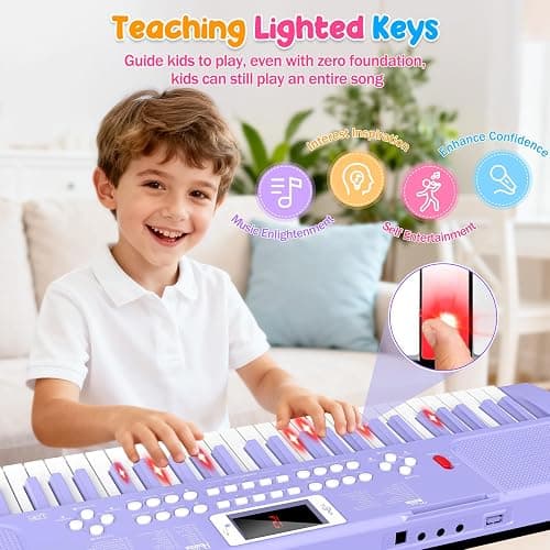 Piano Keyboard, 61 Key Upgrade Kids Pianos Music Toy with Light-up Keys & Pro Teaching Modes, Dual Speaker, 70 Demos,100 Tones, 100 Rhythms Perfect Christmas/Birthday Gift for Kids (Purple) thumbnail 4