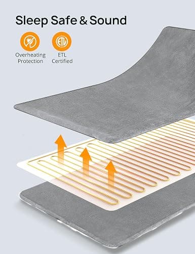 Electric Heated Blanket, Heated Throw Blanket 60" x 50" Soft Flannel Fast Heating Blanket with 10 Heating Levels 1-12 Hours Timer Auto-Off Protection Gifts for Women Men thumbnail 6