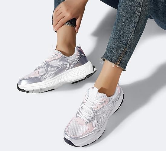LUCKY STEP Women's Chunky Fashion Sneakers Gym Athletic | Platform Running Tennis Workout Sport Mesh Casual Trendy Walking Shoes thumbnail 6