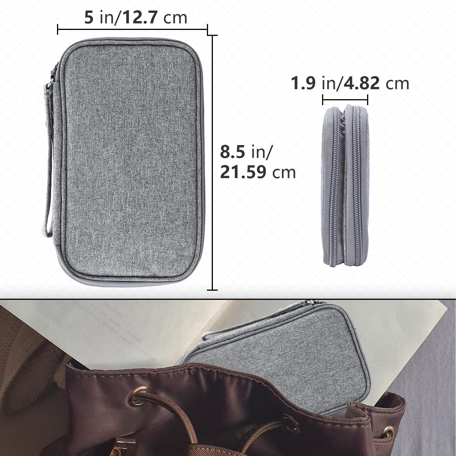 Teskyer Cable Organizer Bag, Portable Travel Cord Organizer case, All in One Waterproof Electronics Accessories Storage Bag for Cables, Chargers, Earphones, Hard Drives, Power Bank, 8.5 x 5 inch thumbnail 2