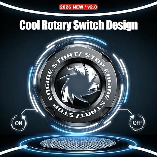 Tybasthe Rotary Push Start Button Cover, Cross Car Accessories Engine Start Stop Button Cover, Car Stickers Interior Decor, Motorcycle Ignition Key Switch Cover, Black thumbnail 3