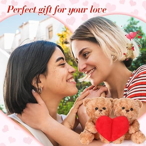 HyDren Valentine's Day Bear 10'' Magnetic Heart Bears 2-Pack – Split Heart Plush Stuffed Animals, Cute Couple Gift for Valentine, Anniversary, Birthday & Friendship Decor thumbnail 6
