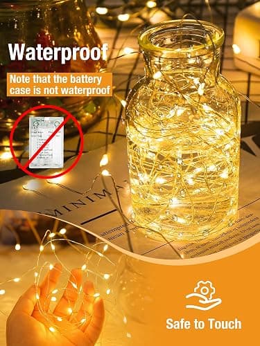 btfarm 4 Pack Fairy Lights Battery Operated, 16FT 50 LED Twinkle Lights | Timer Dimmable, USB Powered String Light, 8 Mode Cuttable Wire Light Waterproof for Christmas Indoor Bedroom, Warm White thumbnail 8