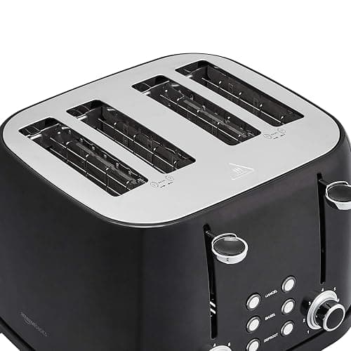 Amazon Basics 4 Slice Toaster, 6 Browning Settings, Removable Crumb Tray, Bagel and Defrost Function, Cancel Button, 1600W, Black thumbnail 4