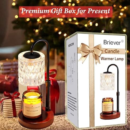 Briever Dimmable Candle Warmer Lamp with Timer, Height Adjustable Electric Candle Wax Warmer, Christmas Birthday Gifts for Women Mom, House Warming Gifts New Home Room Decor, Walnut Solid Wood Base thumbnail 7