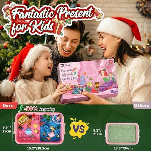 KNASON Mermaid Sensory Bin,Play Sand Art Kit for Girls and Boys with 2.2lbs Sensory Play Colored Sand,Treasure Accessories and Sandbox,Beach Toy Christmas Birthday Present for Kids Ages 3 4 5 6 7 8 thumbnail 5