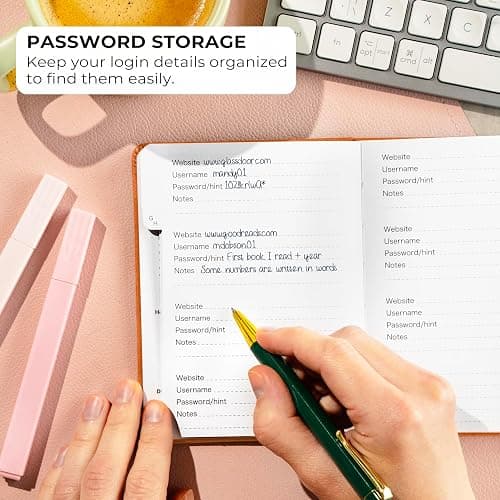 Clever Fox Password Book with alphabetical tabs. Internet Address Organizer Logbook. Small Pocket Password Keeper for Website Logins (Orange) thumbnail 4