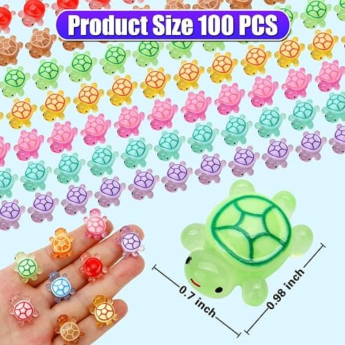 100 Pcs Luminous Mini Resin Turtles, Tiny Sea Turtle Animals to Hide Miniature Figures Glow in the Dark Small Plastic Ocean Animal for Fairy Garden Micro Landscaping Dollhouse Home Decor Party Gifts thumbnail 3